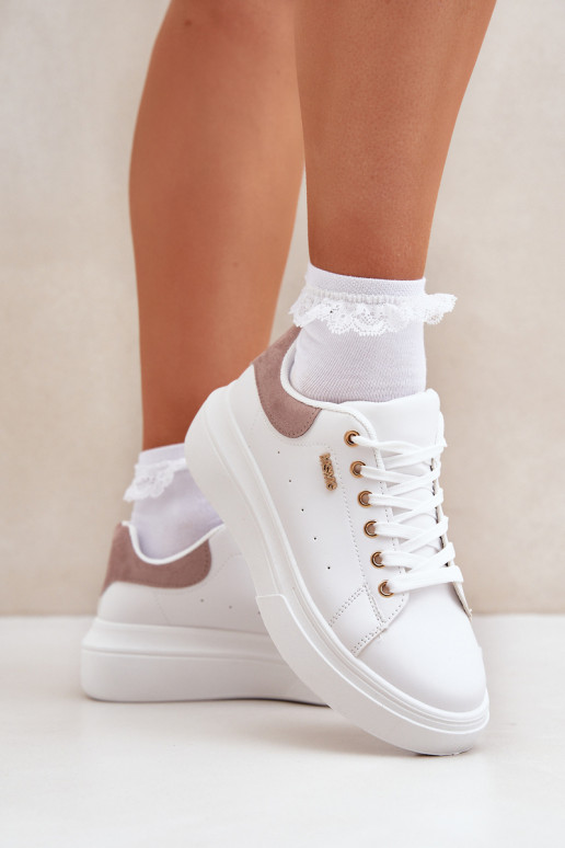 Dámské Sneakersy Na Platformě Eko Kůže Bílé Lelandine Dámské Sneakersy Na Platformě Eko Kůže Bílé Lelandine