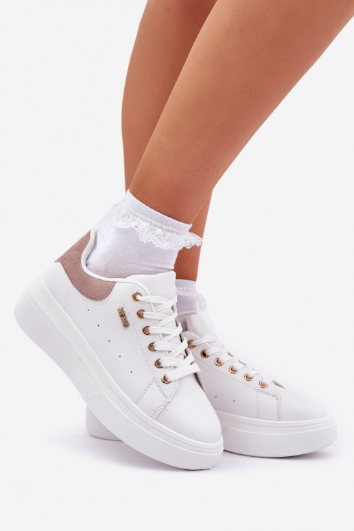 Dámské Sneakersy Na Platformě Eko Kůže Bílé Lelandine Dámské Sneakersy Na Platformě Eko Kůže Bílé Lelandine