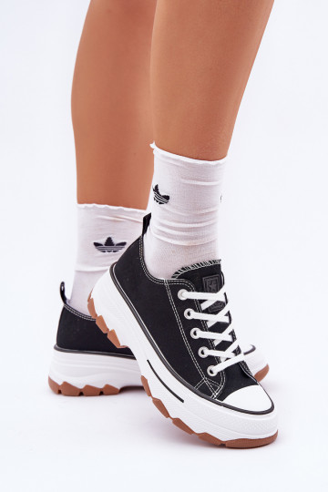 Nízké dámské tenisky na platformě černé Aradwin 2