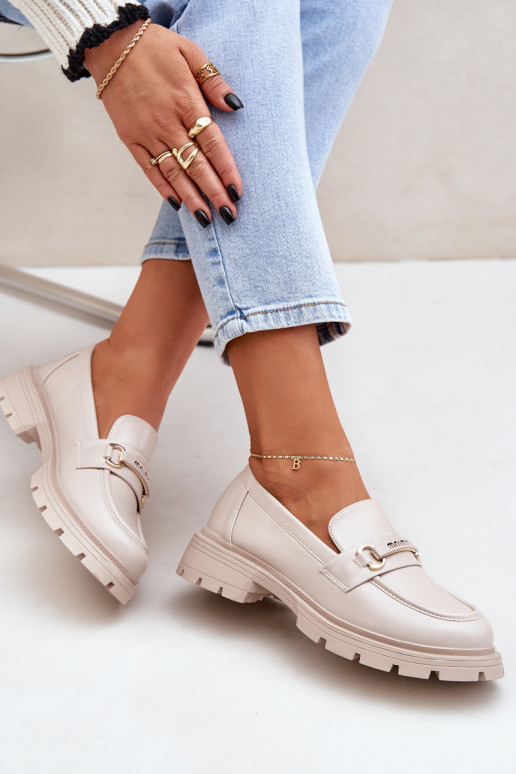 Klasické Dámské Mokasíny Z Eko Kůže Béžové Savethira Klasické Dámské Mokasíny Z Eko Kůže Béžové Savethira