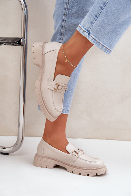 Klasické Dámské Mokasíny Z Eko Kůže Béžové Savethira Klasické Dámské Mokasíny Z Eko Kůže Béžové Savethira