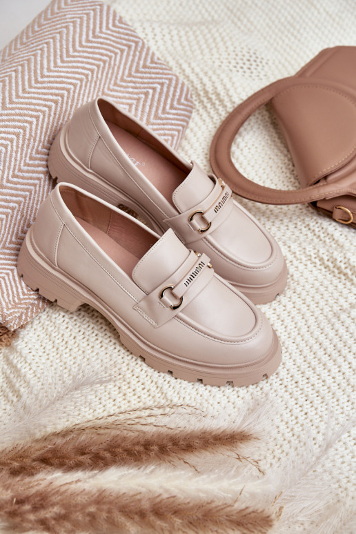 Klasické Dámské Mokasíny Z Eko Kůže Béžové Savethira Klasické Dámské Mokasíny Z Eko Kůže Béžové Savethira