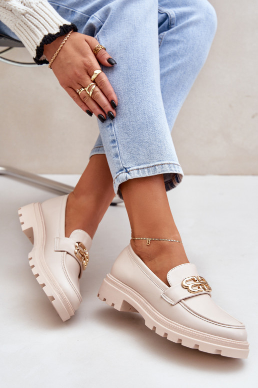 Dámské Mokasíny Se Zlatým Detalem Béžové Trionna Dámské Mokasíny Se Zlatým Detalem Béžové Trionna