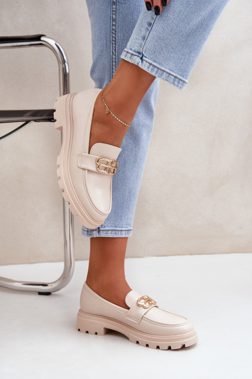 Dámské Mokasíny Se Zlatým Detalem Béžové Trionna Dámské Mokasíny Se Zlatým Detalem Béžové Trionna