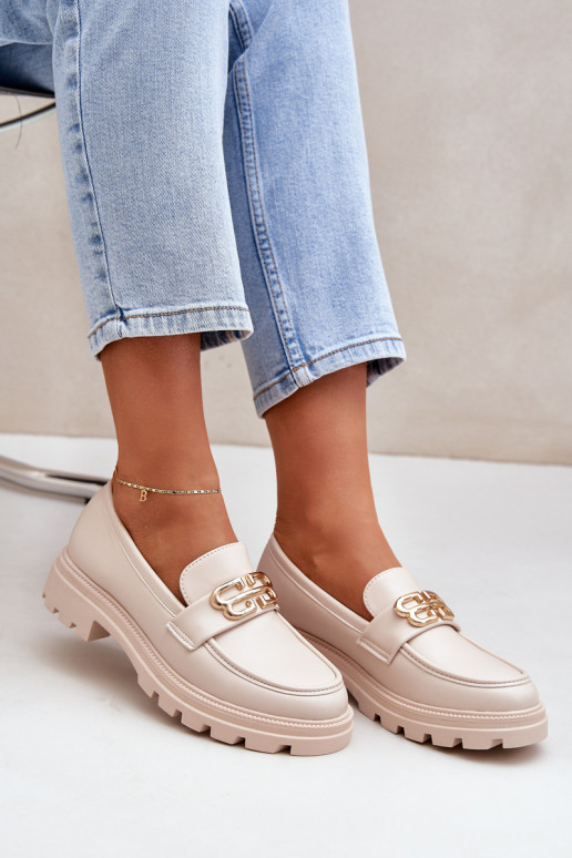 Dámské Mokasíny Se Zlatým Detalem Béžové Trionna Dámské Mokasíny Se Zlatým Detalem Béžové Trionna