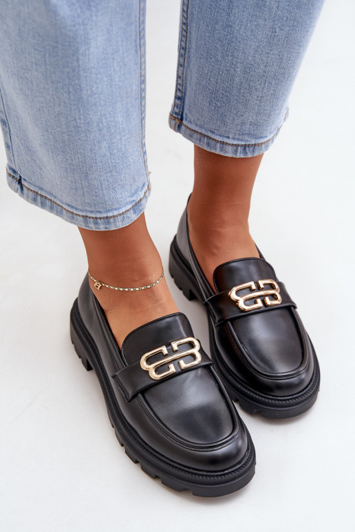 Dámské Mokasíny Se Zlatým Detalem Černé Trionna Dámské Mokasíny Se Zlatým Detalem Černé Trionna