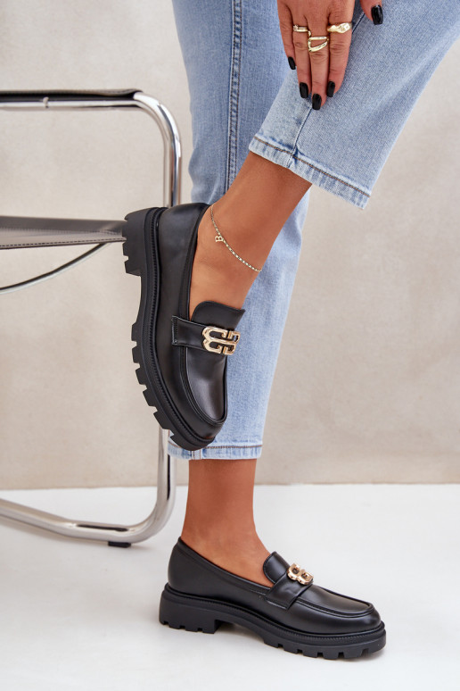 Dámské Mokasíny Se Zlatým Detalem Černé Trionna Dámské Mokasíny Se Zlatým Detalem Černé Trionna