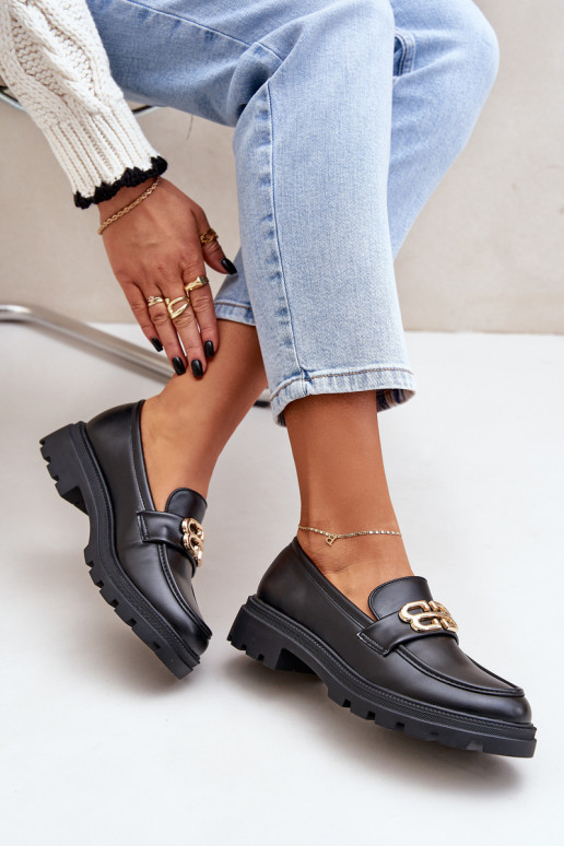 Dámské Mokasíny Se Zlatým Detalem Černé Trionna Dámské Mokasíny Se Zlatým Detalem Černé Trionna