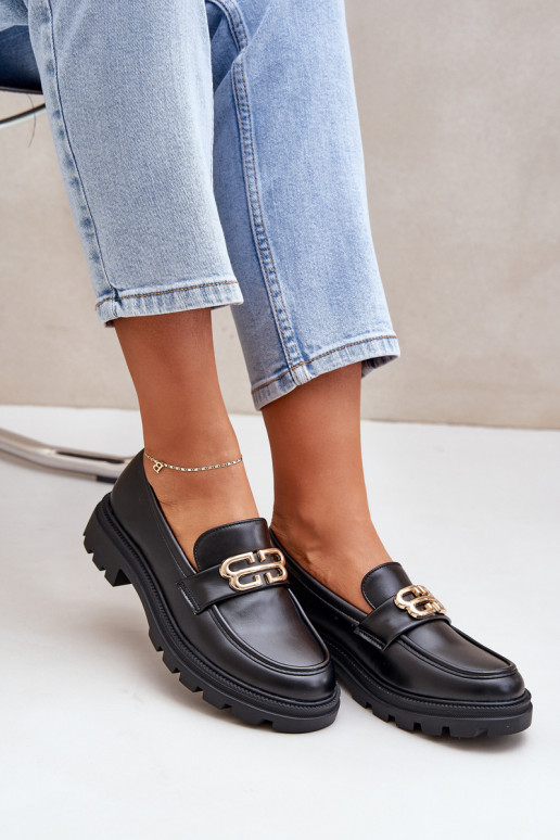 Dámské Mokasíny Se Zlatým Detalem Černé Trionna Dámské Mokasíny Se Zlatým Detalem Černé Trionna