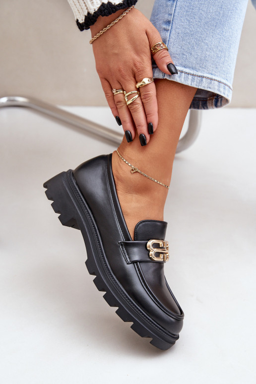 Dámské Mokasíny Se Zlatým Detalem Černé Trionna Dámské Mokasíny Se Zlatým Detalem Černé Trionna