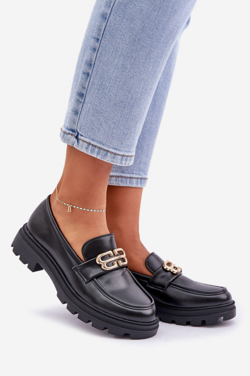 Dámské Mokasíny Se Zlatým Detalem Černé Trionna Dámské Mokasíny Se Zlatým Detalem Černé Trionna