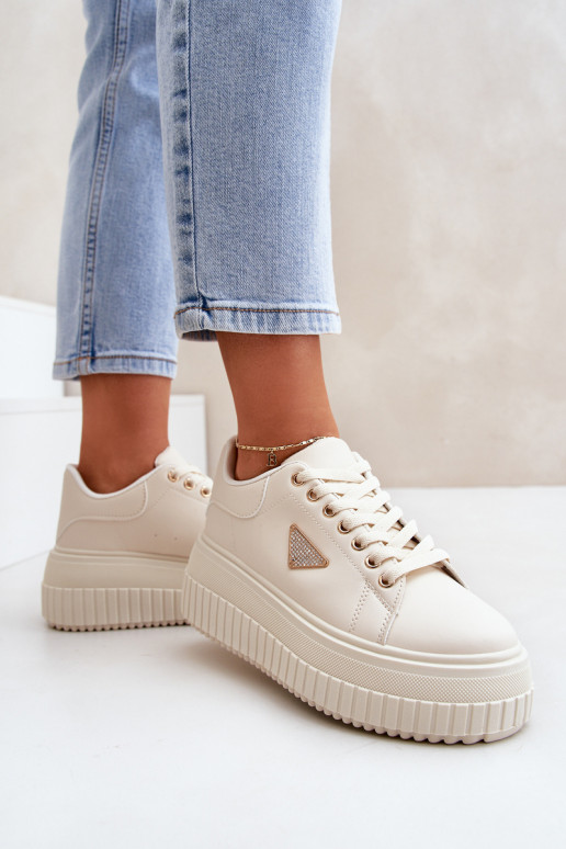 Stylové tenisky na masivní platformě světle béžové Vallexia Stylové tenisky na masivní platformě světle béžové Vallexia