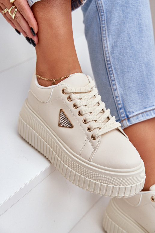 Stylové tenisky na masivní platformě světle béžové Vallexia Stylové tenisky na masivní platformě světle béžové Vallexia