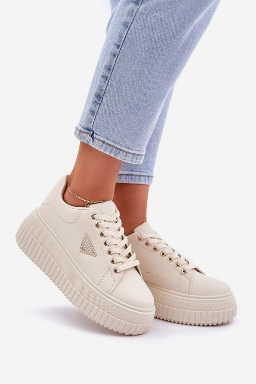 Stylové tenisky na masivní platformě světle béžové Vallexia Stylové tenisky na masivní platformě světle béžové Vallexia