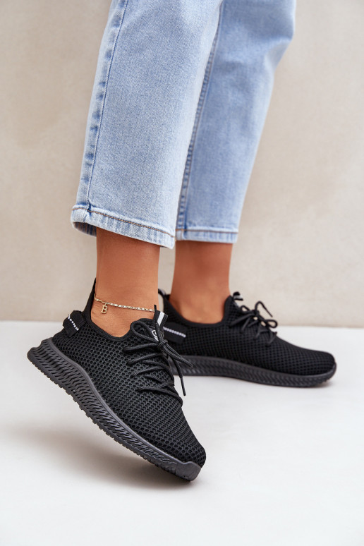 Síťované Nazouvací Sportovní Boty Dámské Černé Harice Síťované Nazouvací Sportovní Boty Dámské Černé Harice