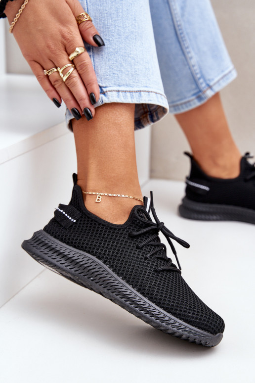 Síťované Nazouvací Sportovní Boty Dámské Černé Harice Síťované Nazouvací Sportovní Boty Dámské Černé Harice