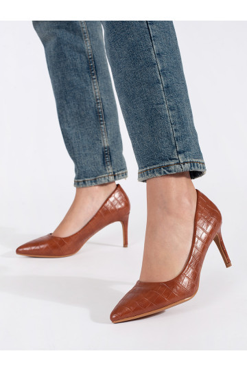 Hnědé lodičky na jehličkovém podpatku