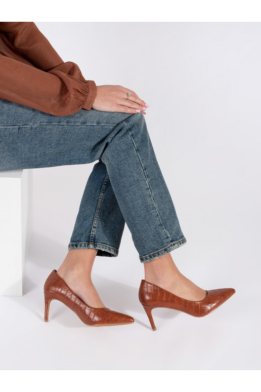 Hnědé lodičky na jehličkovém podpatku