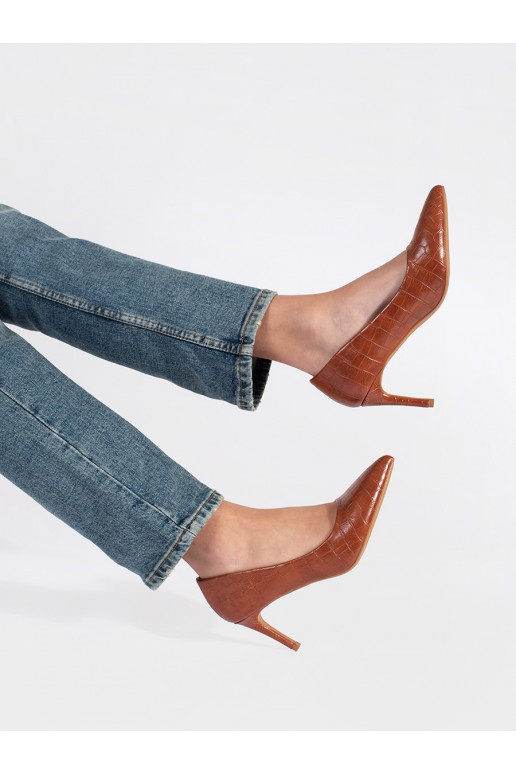 Hnědé lodičky na jehličkovém podpatku