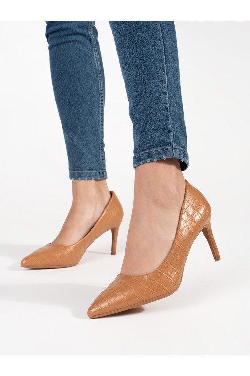 Tmavě béžové lodičky na tenkém podpatku