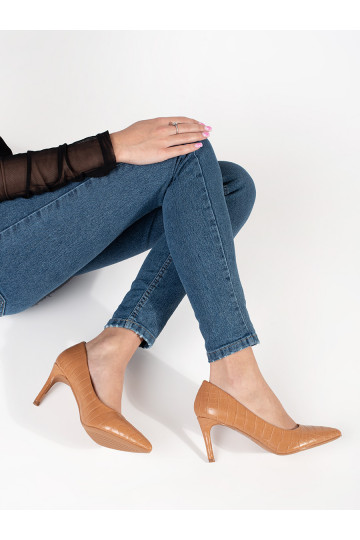 Tmavě béžové lodičky na tenkém podpatku 2