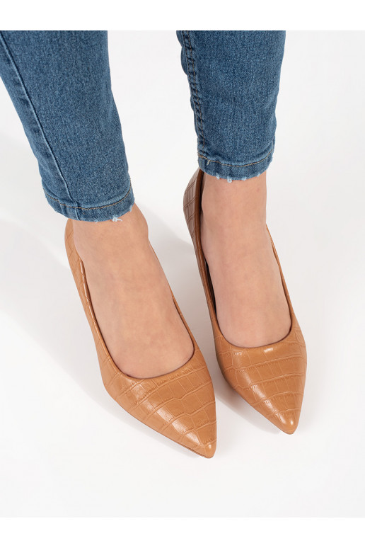 Tmavě béžové lodičky na tenkém podpatku