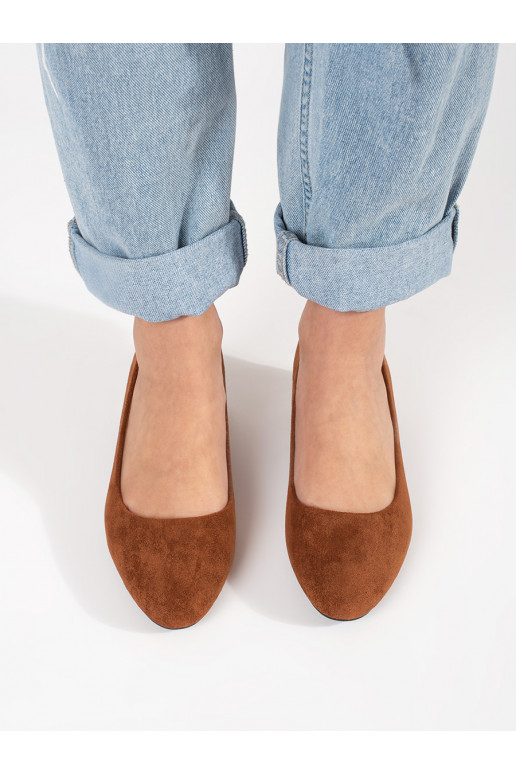 Světle hnědé semišové lodičky na sloupku