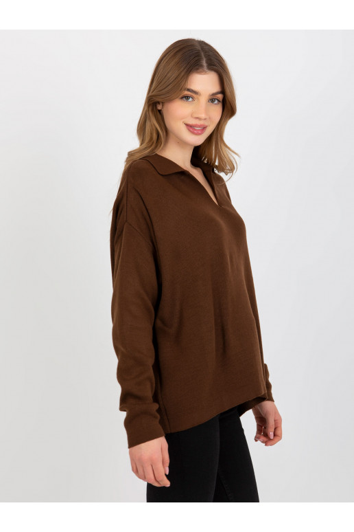 Tmavě hnědý hladký oversize svetr s...