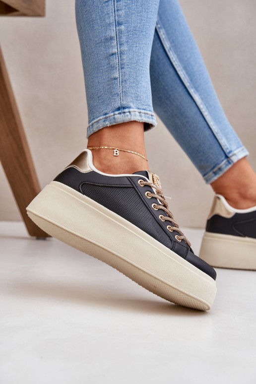 Snímače na platformě s ozdobnými šňůrkami černé Fonetha Snímače na platformě s ozdobnými šňůrkami černé Fonetha