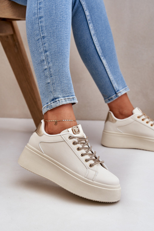 Tenisky Na Platformě S Ozdobnými Šněrováním Béžové Fonetha Tenisky Na Platformě S Ozdobnými Šněrováním Béžové Fonetha