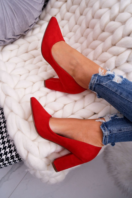 Dámské semišové lodičky na podpatku červené Florena Dámské semišové lodičky na podpatku červené Florena