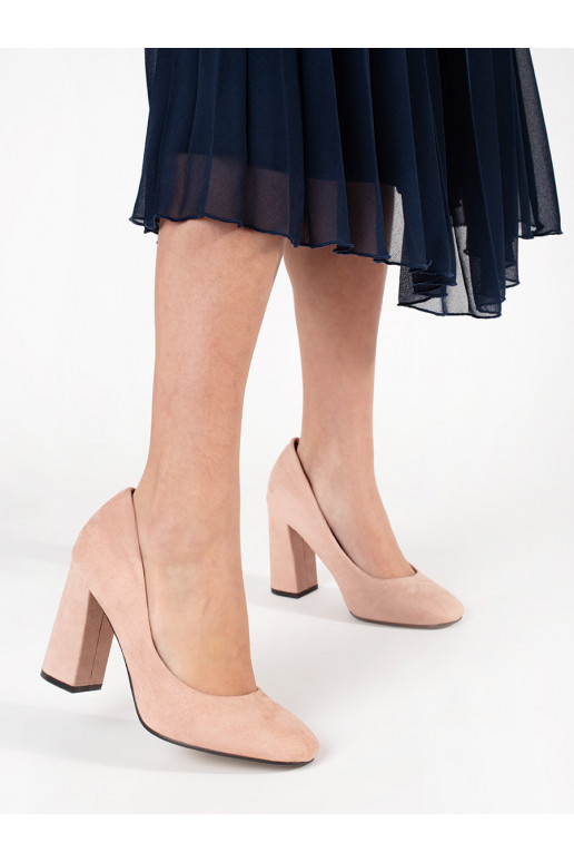 Béžové semišové lodičky na vysokém podpatku Béžové semišové lodičky na vysokém podpatku