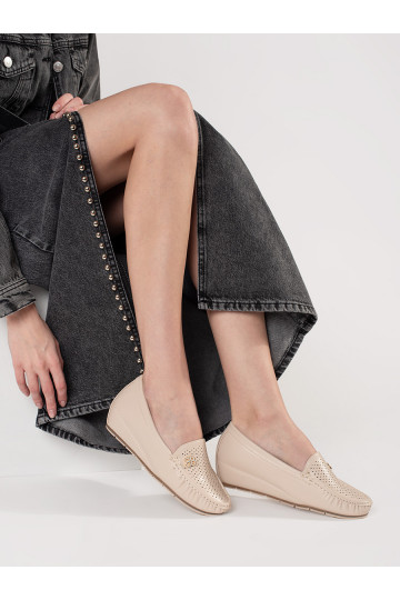 Béžové dámské polobotky s ukrytým klínem 2