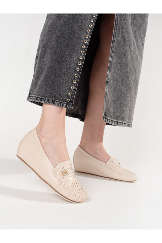 Béžové dámské polobotky s ukrytým klínem