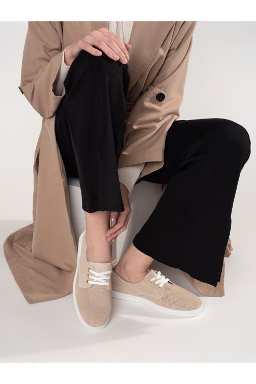 Béžové tenisky dírkované z přírodní kůže