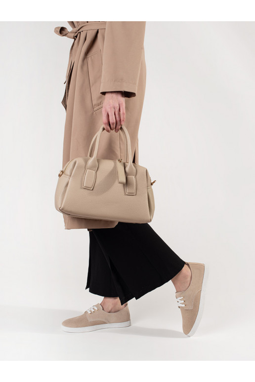 Béžové tenisky dírkované z přírodní kůže