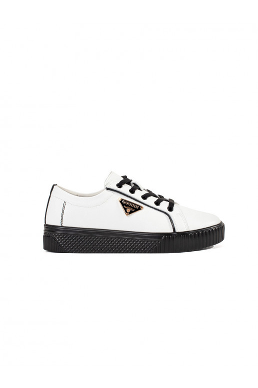 Kožené bílo-černé sneakersy na hrubé podrážce