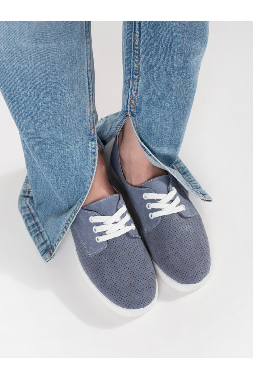 Modré tenisky dírkované z přírodní kůže