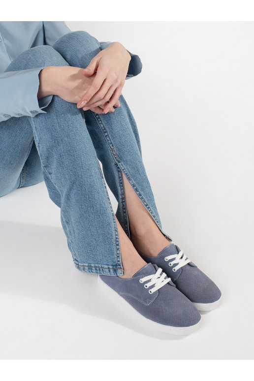 Modré tenisky dírkované z přírodní kůže