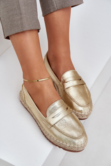Espadrilky  Plecionką  zlaté barvy Shilova