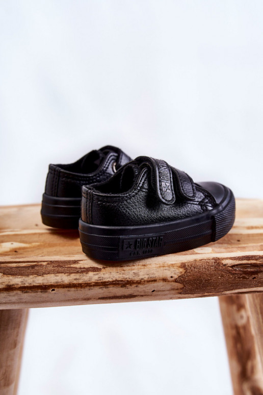 Dětské kožené tenisky na suchý zip BIG STAR KK374054 Černá Dětské kožené tenisky na suchý zip BIG STAR KK374054 Černá