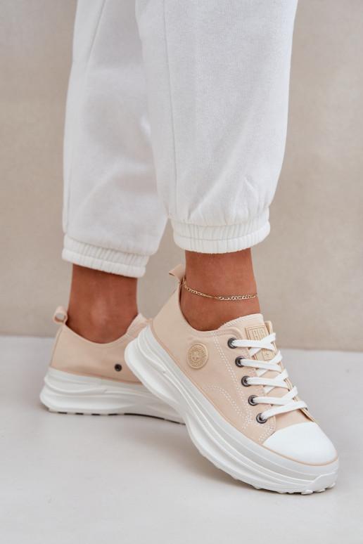 Dámská obuv s módní masivní podrážkou Big Star NN274127 béžové