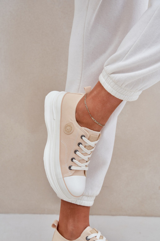 Dámská obuv s módní masivní podrážkou Big Star NN274127 béžové