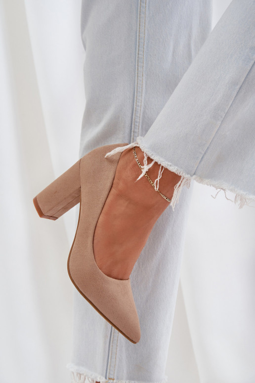 Boty na vysokém podpatku z eko semišeowe béžové Florena Boty na vysokém podpatku z eko semišeowe béžové Florena