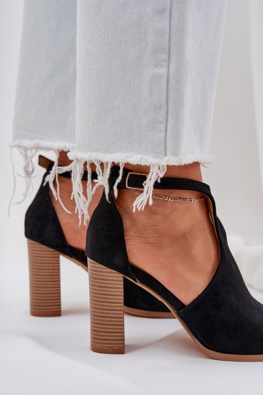 Žabky s podpatky Z z eko semišeu Černé Lanadriena Žabky s podpatky Z z eko semišeu Černé Lanadriena