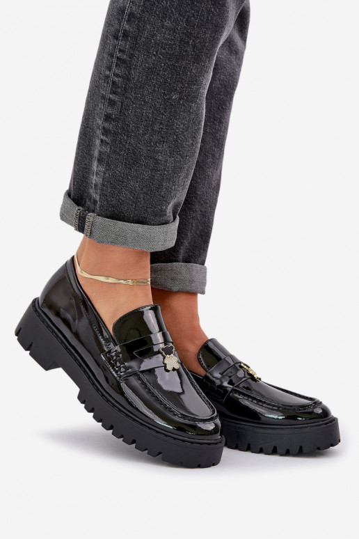 Lakované mokasíny  Z Przypinką Medvídci Černé Wulinea