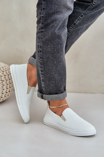 Slip-on vzor Eko   Tenisky ležérní boty s nápisem slonová kost Zalinne