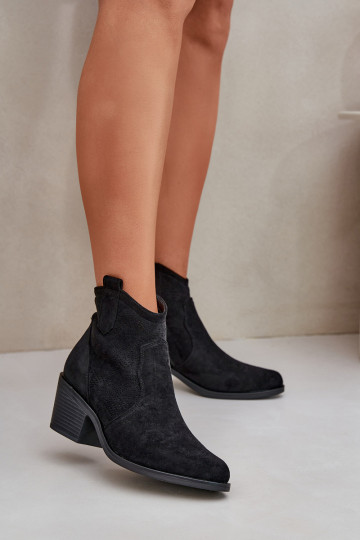 Boty v kovbojském stylu  Eko Ažurový semiš S.Barski HY51-061 Černé 2