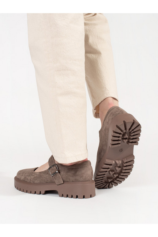 béžové Tenisky s platformou ze semiše