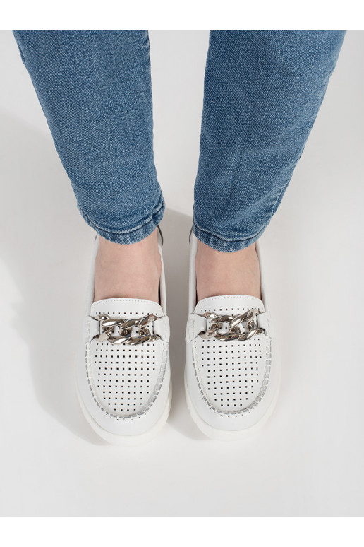  bílé mokasíny s řetízkem s platformou